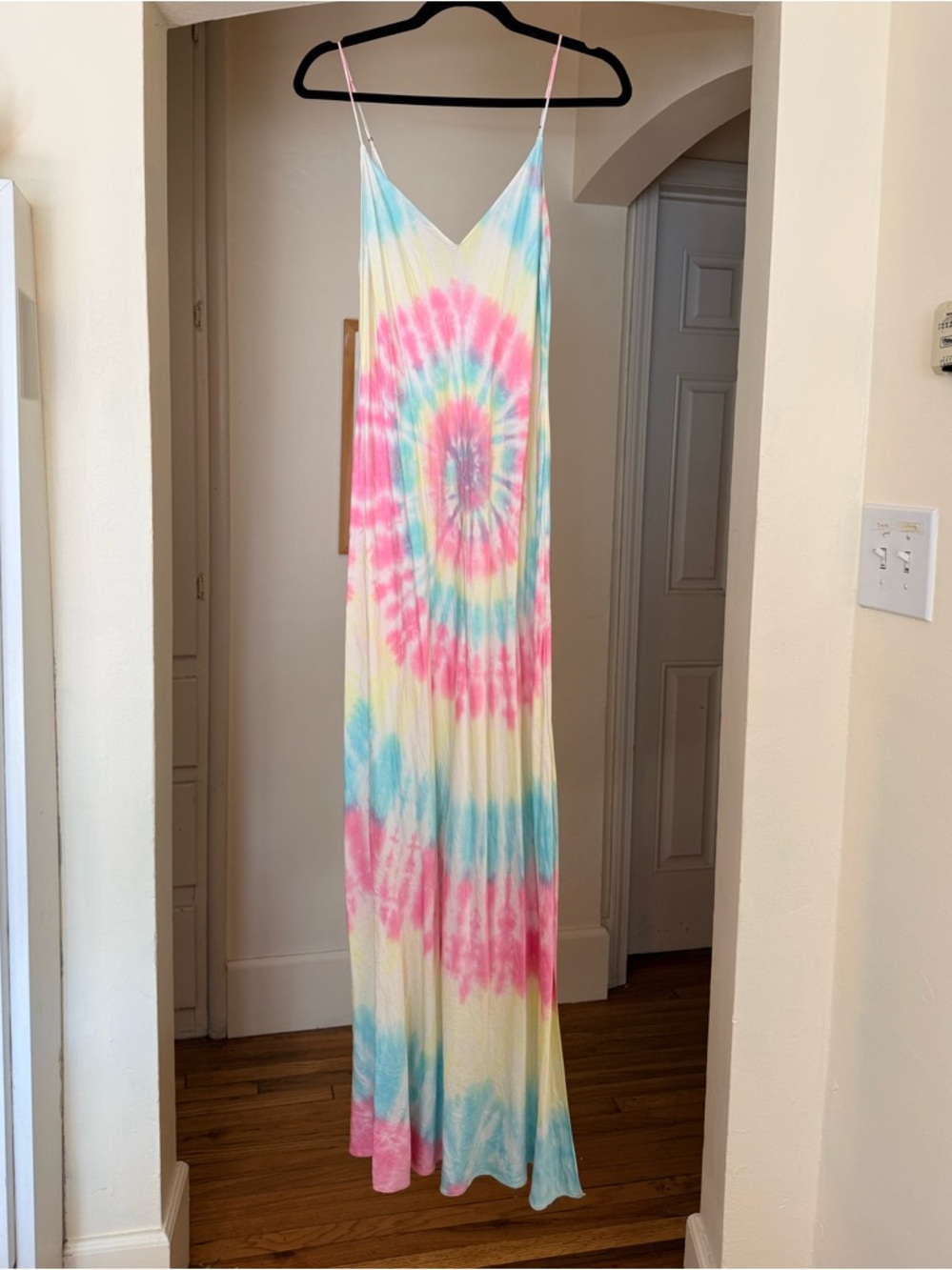 Dannijo silk Tie-Dye Maxi Slip Dress - Pink, Blue, Yellow